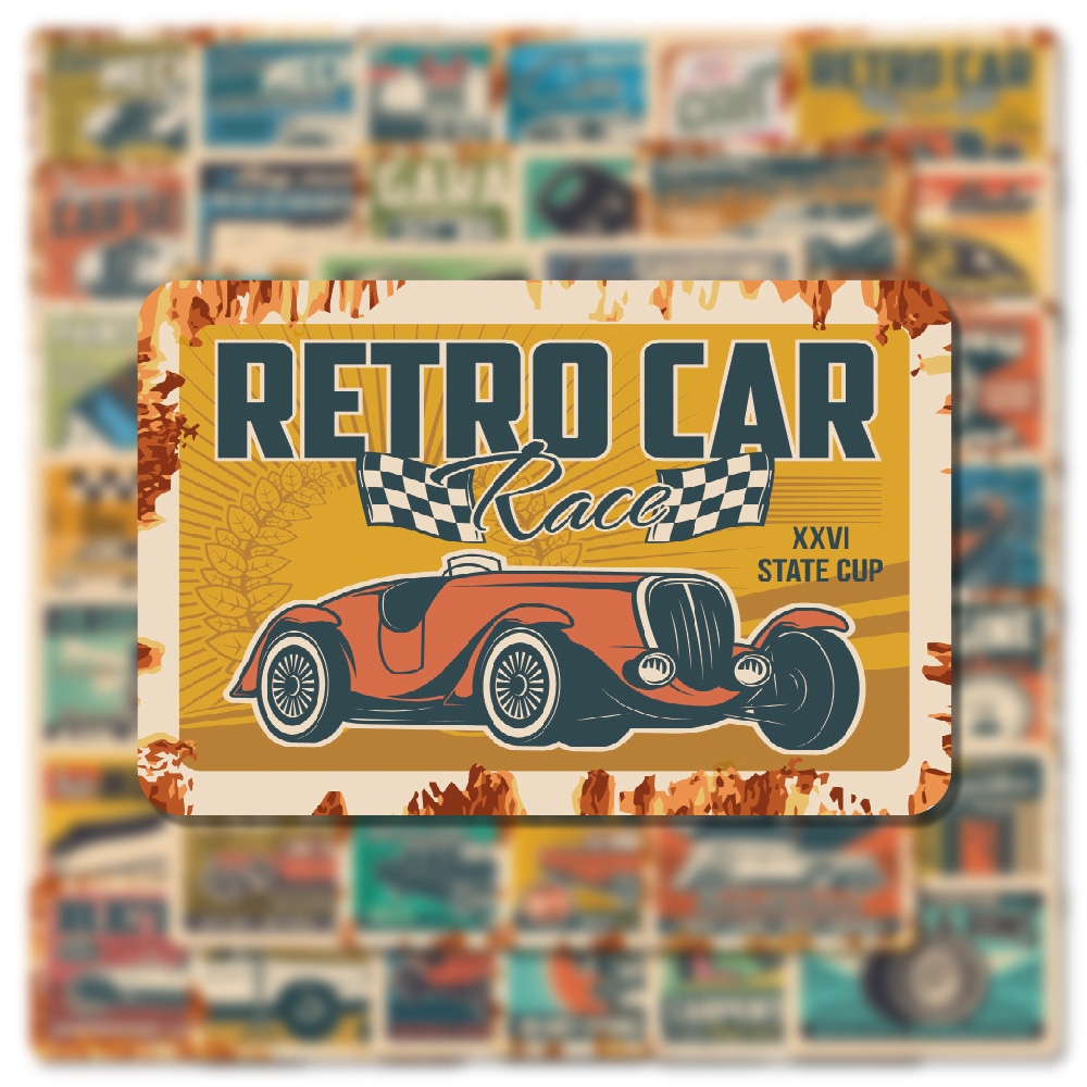 10/30/50pcs Retro Ads Car Stic - Kids Toys Vintage review and price