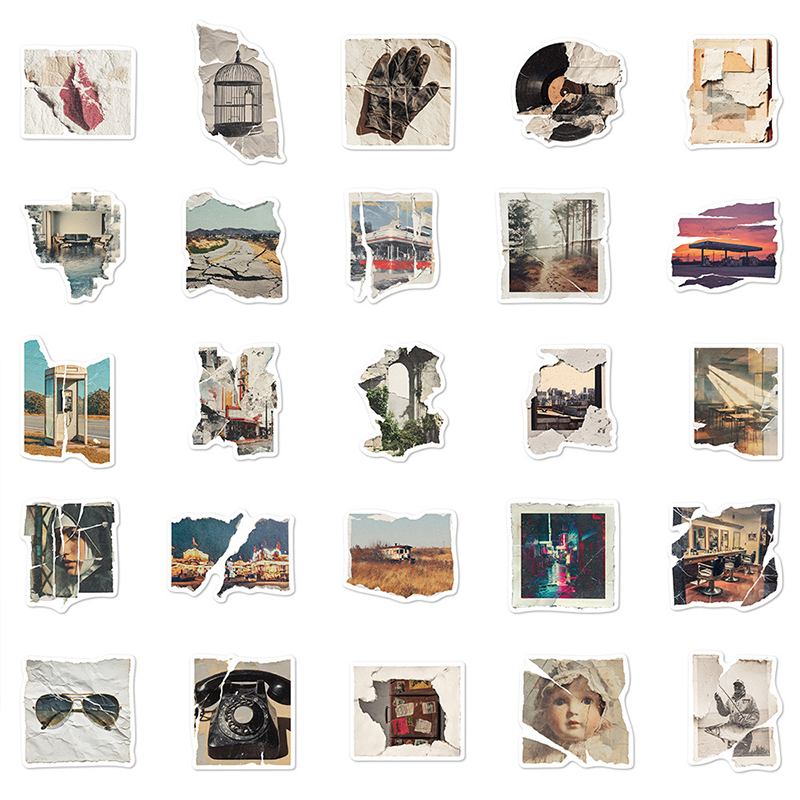 50PCS Vintage Torn Picture Sti - Kids Toys Vintage review and price