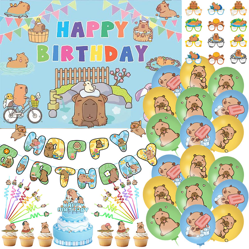 Cartoon Capybara Party Supplie - Banner Kids Toys review and price