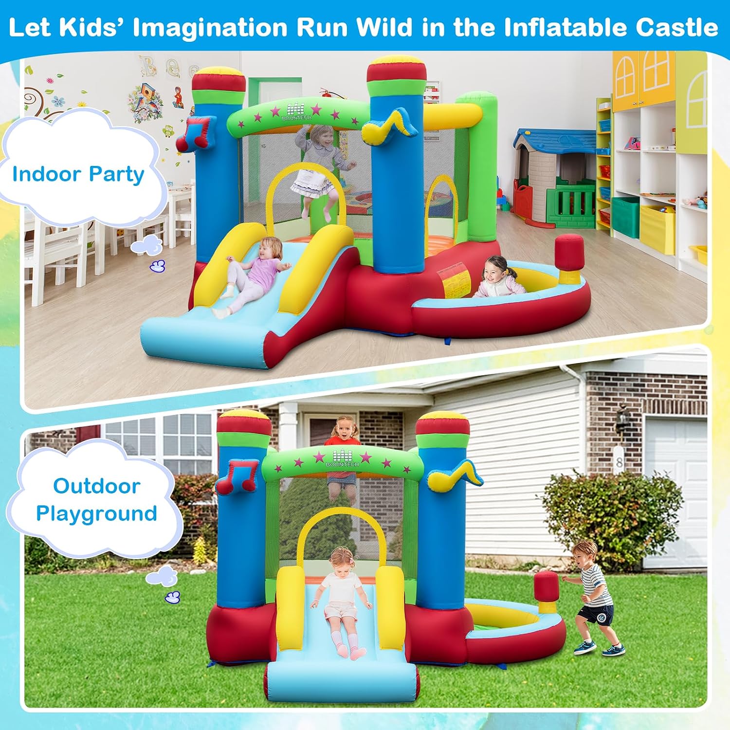 Inflatable Bounce House with B - Basketball Hoop Kids Indoor review and price