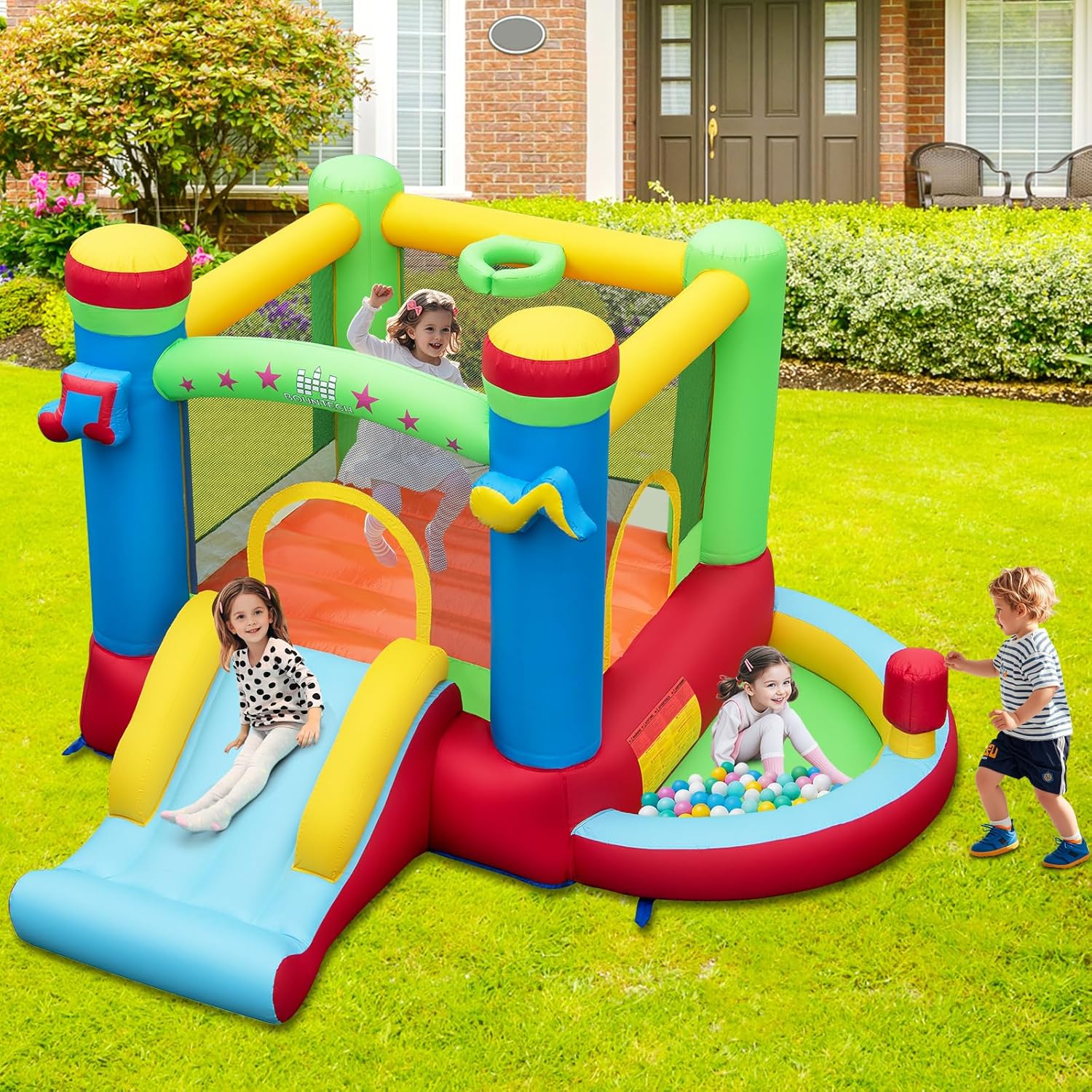 Inflatable Bounce House with B - Basketball Hoop Kids Indoor review and price