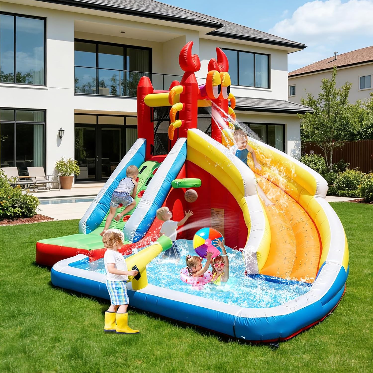 Large Inflatable Bounce House  - Basketball Hoop Kids Indoor review and price